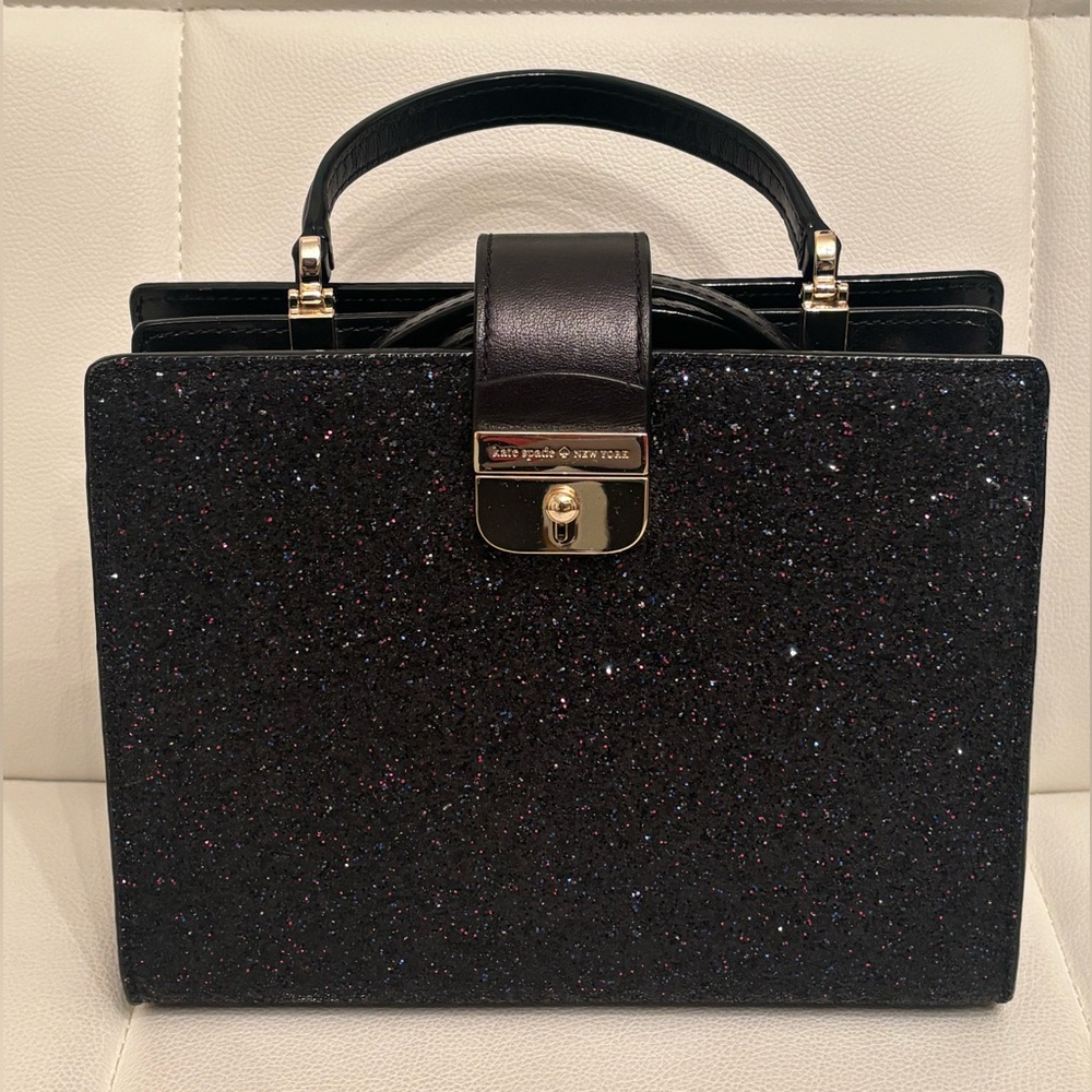 Kate Spade Kirin Sunset Lane Glitter Black Crossbody Bag